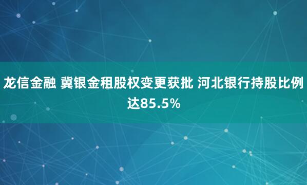 龙信金融 冀银金租股权变更获批 河北银行持股比例达85.5%